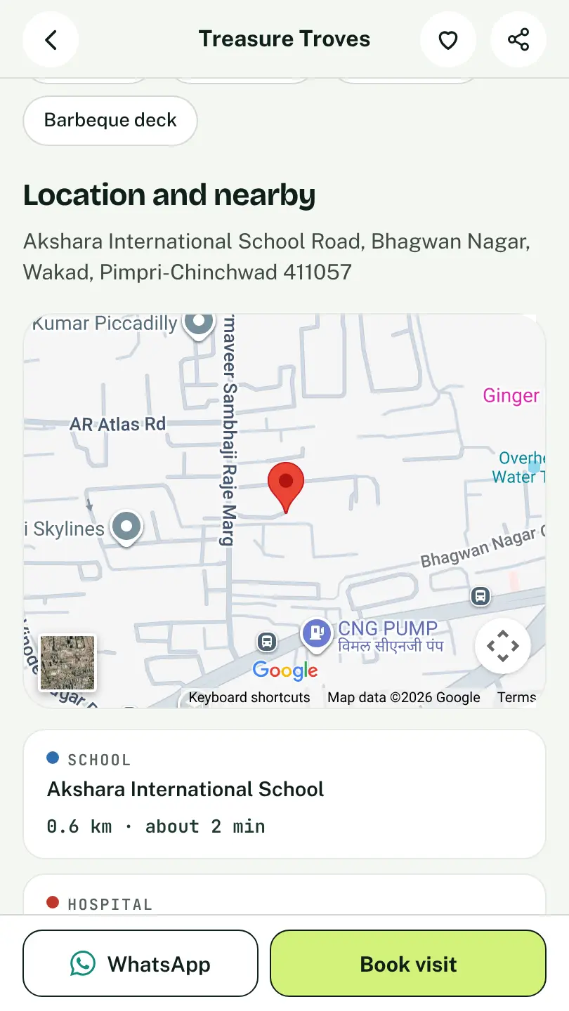 Location and nearby places on a project page